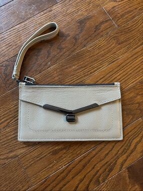 Botkier Pebbled Leather Wristlet Clutch in   Tan